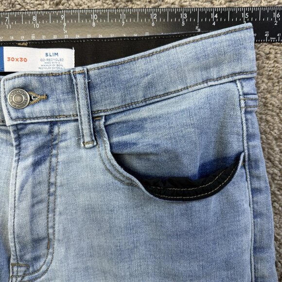 Old Navy Men's Slim Fit Straight Leg Light Blue Stretch Comfort Jeans - Picture 6 of 10